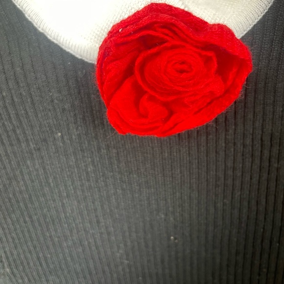 Vintage aristo kat wool dress black and white with rose in the back sz 10 - Picture 8 of 9